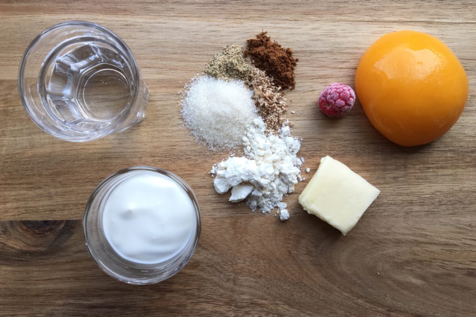 Ingredienser - Peach melba tærte