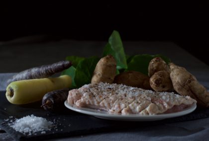 Rosastegt andebryst med jordskokkechips