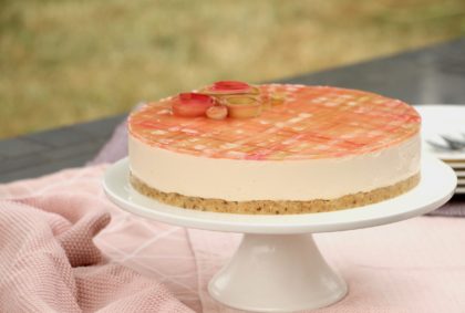 Rabarbercheesecake. Den smukkeste cheesecake fra Bagvrk.dk.